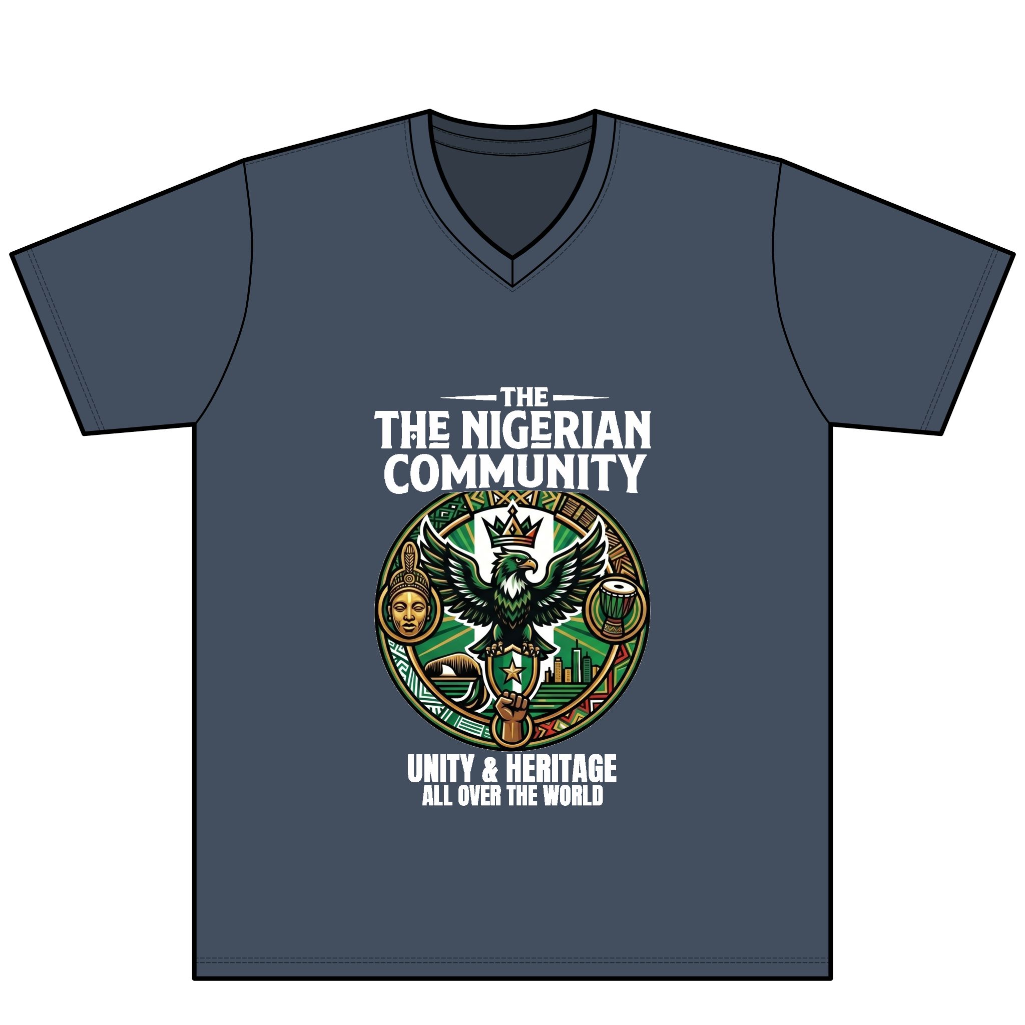The Diaspora Crown Shield V-Neck Dark Tee - Image 6