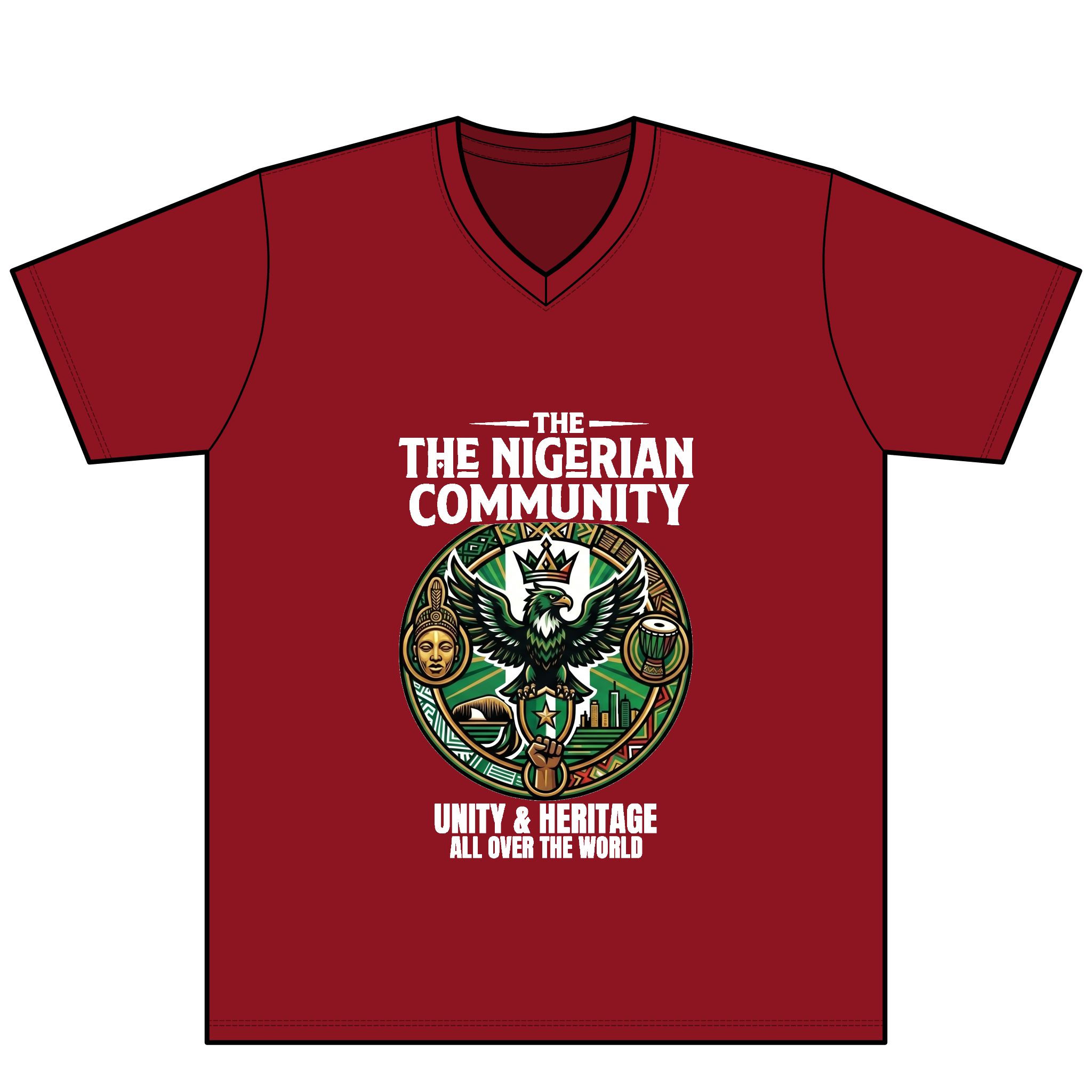 The Diaspora Crown Shield V-Neck Dark Tee - Image 14