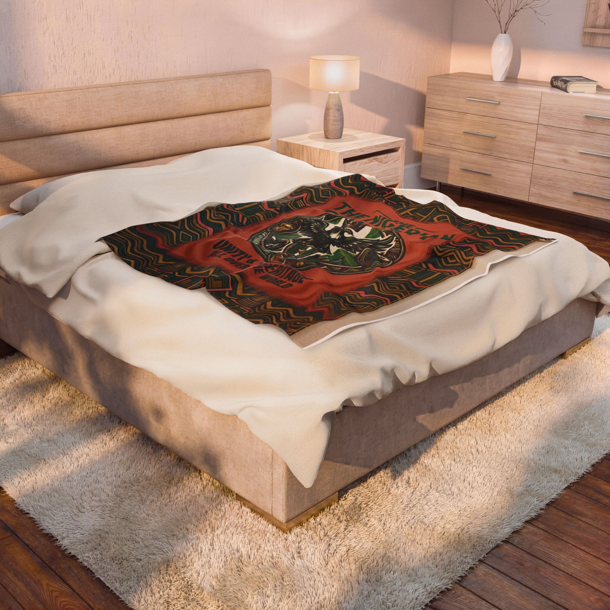 Premium Afrocentric Heritage Blanket: Intricate Nigerian "Unity & Heritage" Design on Ultra-Soft Velveteen - Image 8