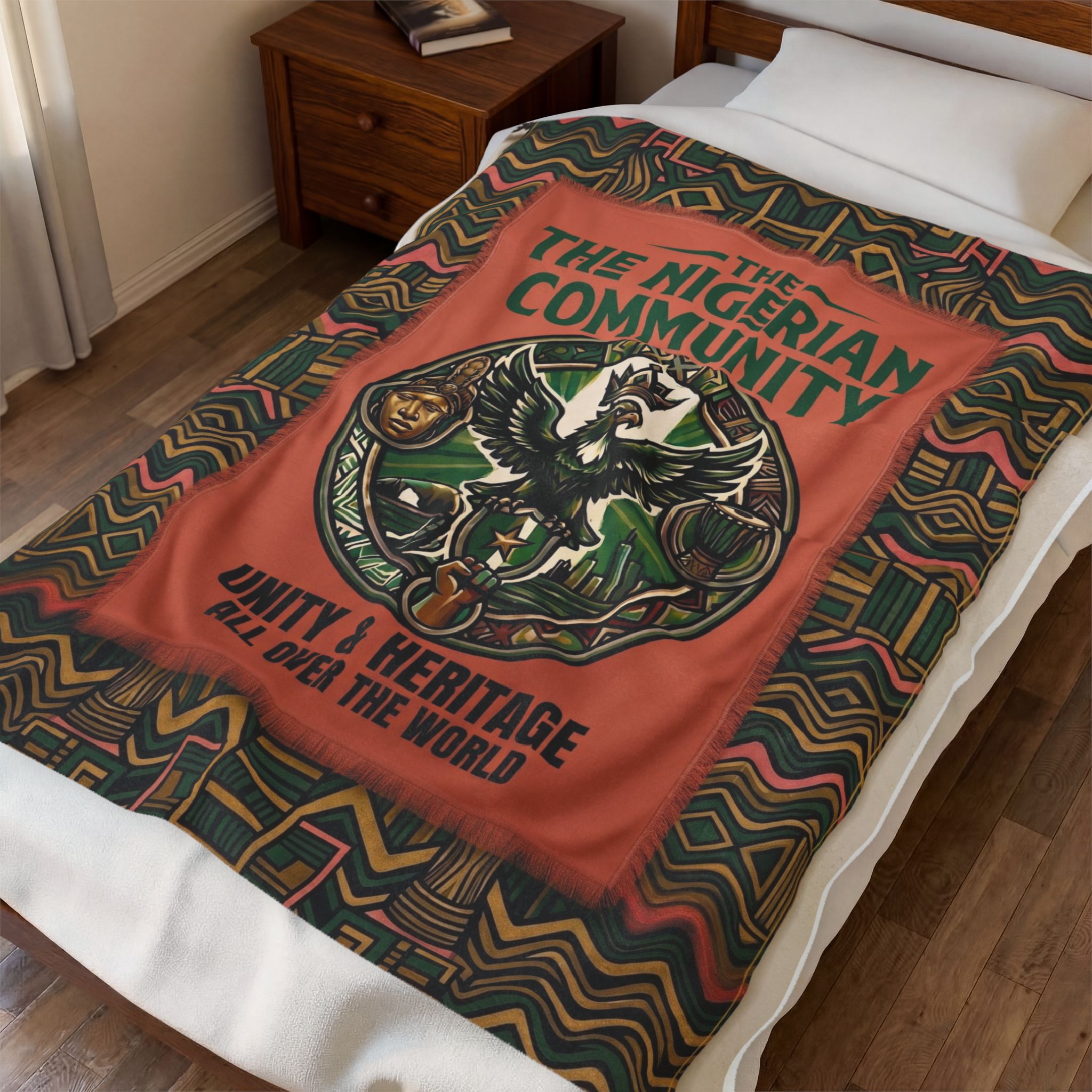 Premium Afrocentric Heritage Blanket: Intricate Nigerian "Unity & Heritage" Design on Ultra-Soft Velveteen - Image 7